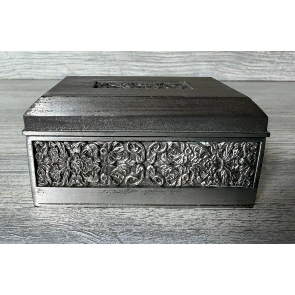 Vtg Royal Selangor Pewter 97% Lidded Trinket Jewelry Box Velvet Lined Rectangle